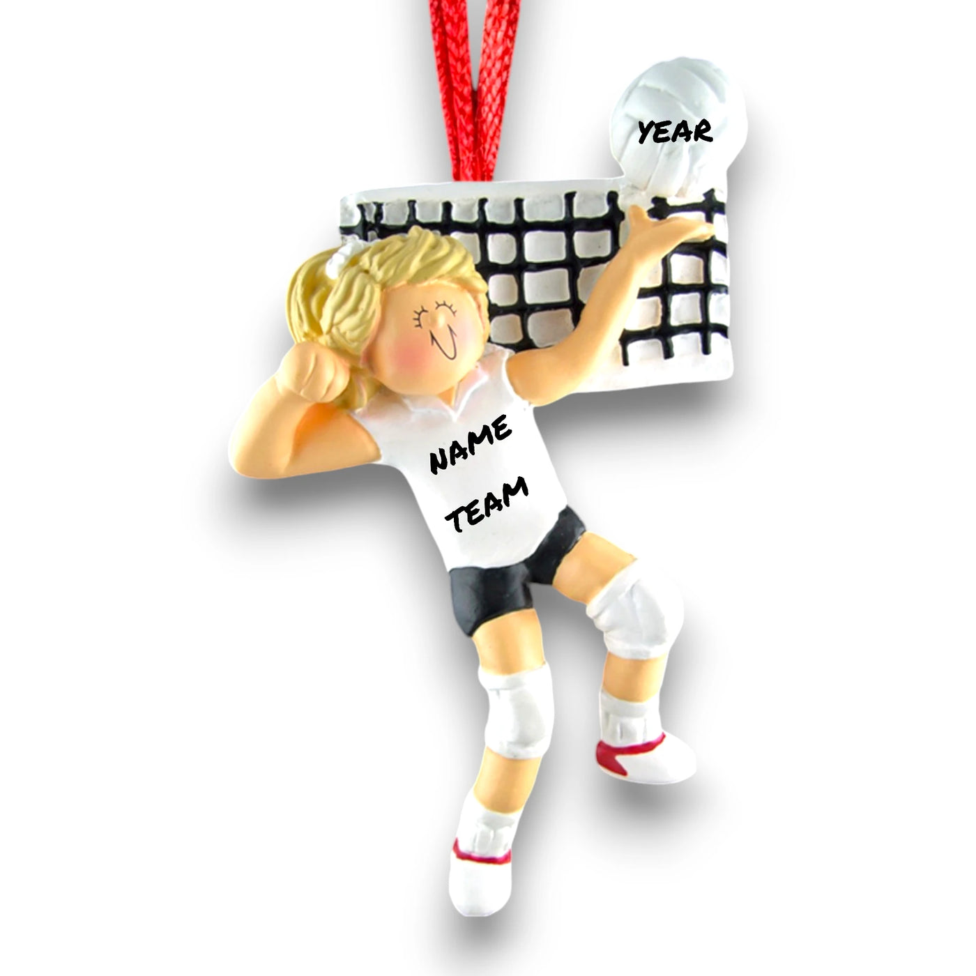 Personalized Blonde Female Volleyball Ornament with Custom Name, Team, and Year – Resin Christmas Ornament