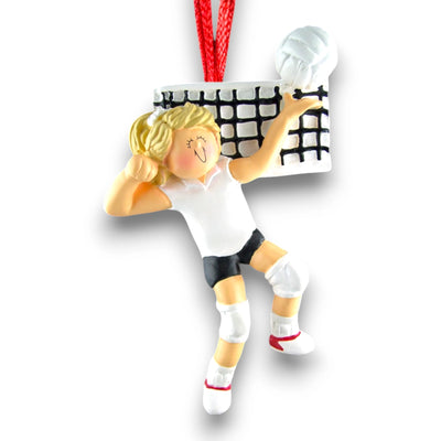 Personalized Blonde Female Volleyball Ornament with Custom Name, Team, and Year – Resin Christmas Ornament