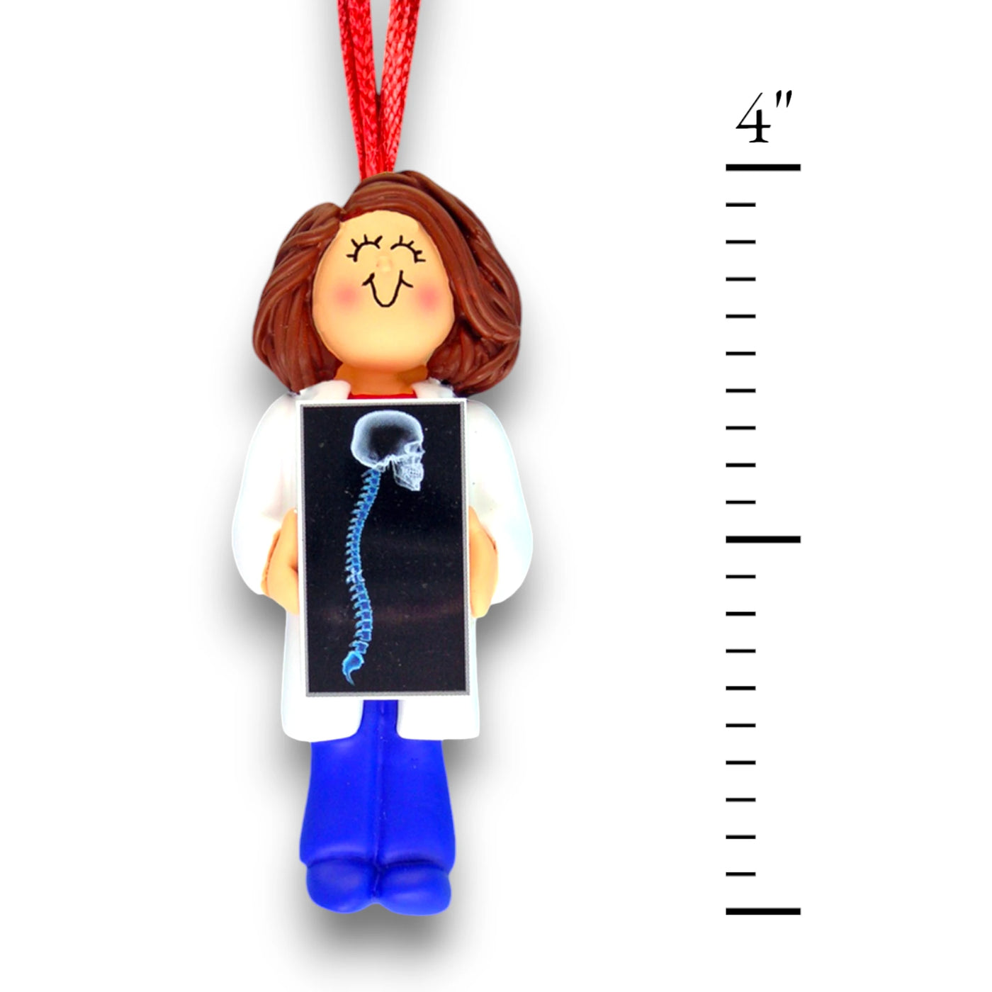 Personalized Brown Female Chiropractor Christmas Ornament holding X-ray – Custom Name and Year Resin Ornament

