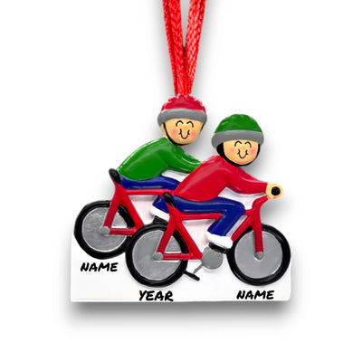 Personalized Cycling 2 People Christmas Ornament with Custom Names and Year – Resin Holiday Decoration