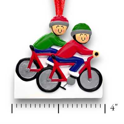 Personalized Cycling 2 People Christmas Ornament with Custom Names and Year – Resin Holiday Decoration