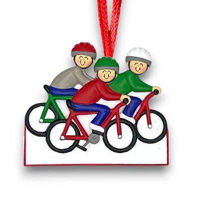 Personalized Cycling 3 People Christmas Ornament with Custom Names and Year – Resin Holiday Keepsake