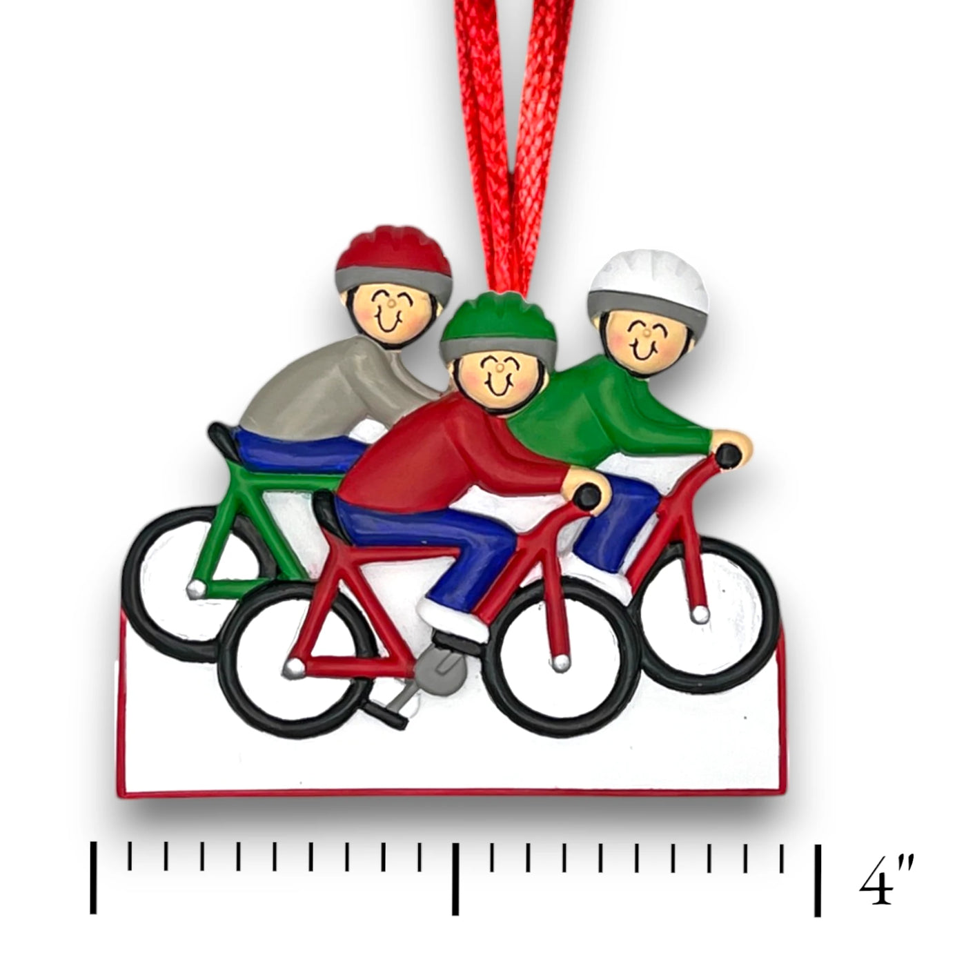 Personalized Cycling 3 People Christmas Ornament with Custom Names and Year – Resin Holiday Keepsake