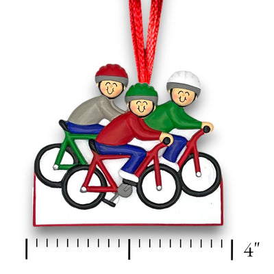 Personalized Cycling 3 People Christmas Ornament with Custom Names and Year – Resin Holiday Keepsake