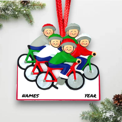 Personalized Cycling Ornament for 5 People with Custom Names and Year – Noel Box Christmas Keepsake