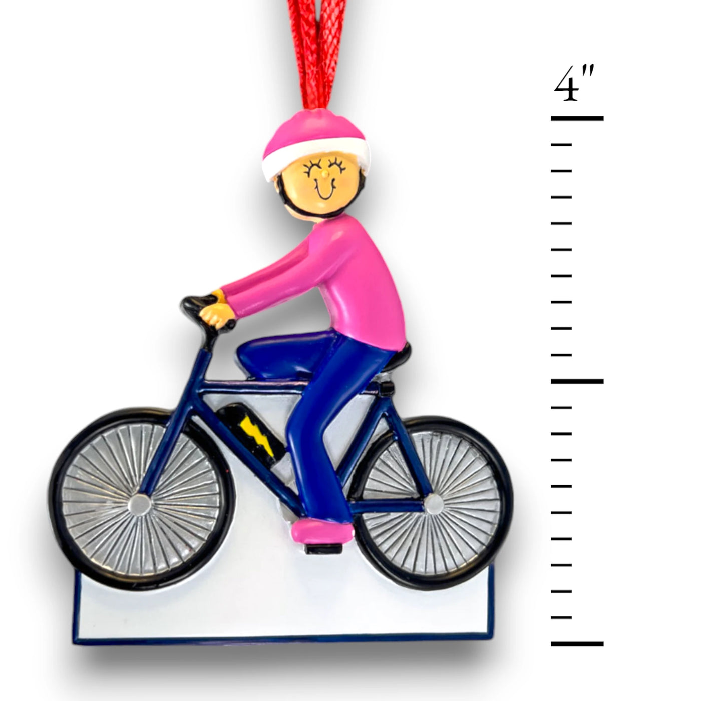 Personalized Female eBike Rider Ornament with Custom Name and Year – Resin Christmas Ornament