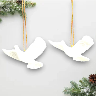 Personalized Friendship Dove Christmas Ornament featuring two white doves with detailed wings and a golden hanging string.
