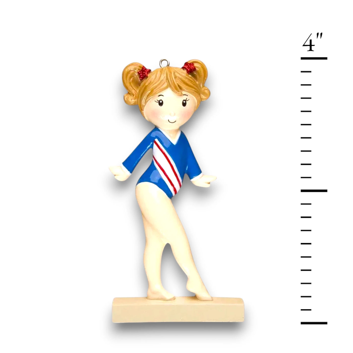 Personalized Gymnast Christmas Ornament featuring a gymnast in a dynamic pose with customizable name and year.