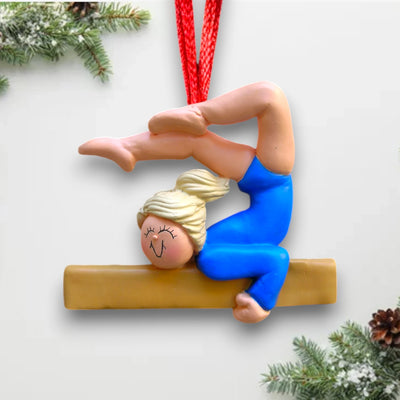 Personalized Blonde Gymnast Christmas Ornament with Custom Name and Year – Female Child Ornament