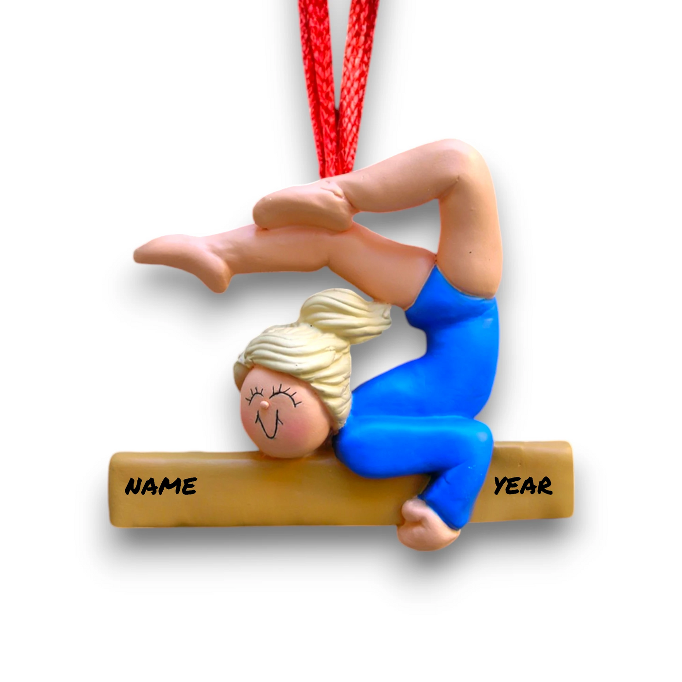 Personalized Blonde Gymnast Christmas Ornament with Custom Name and Year – Female Child Ornament