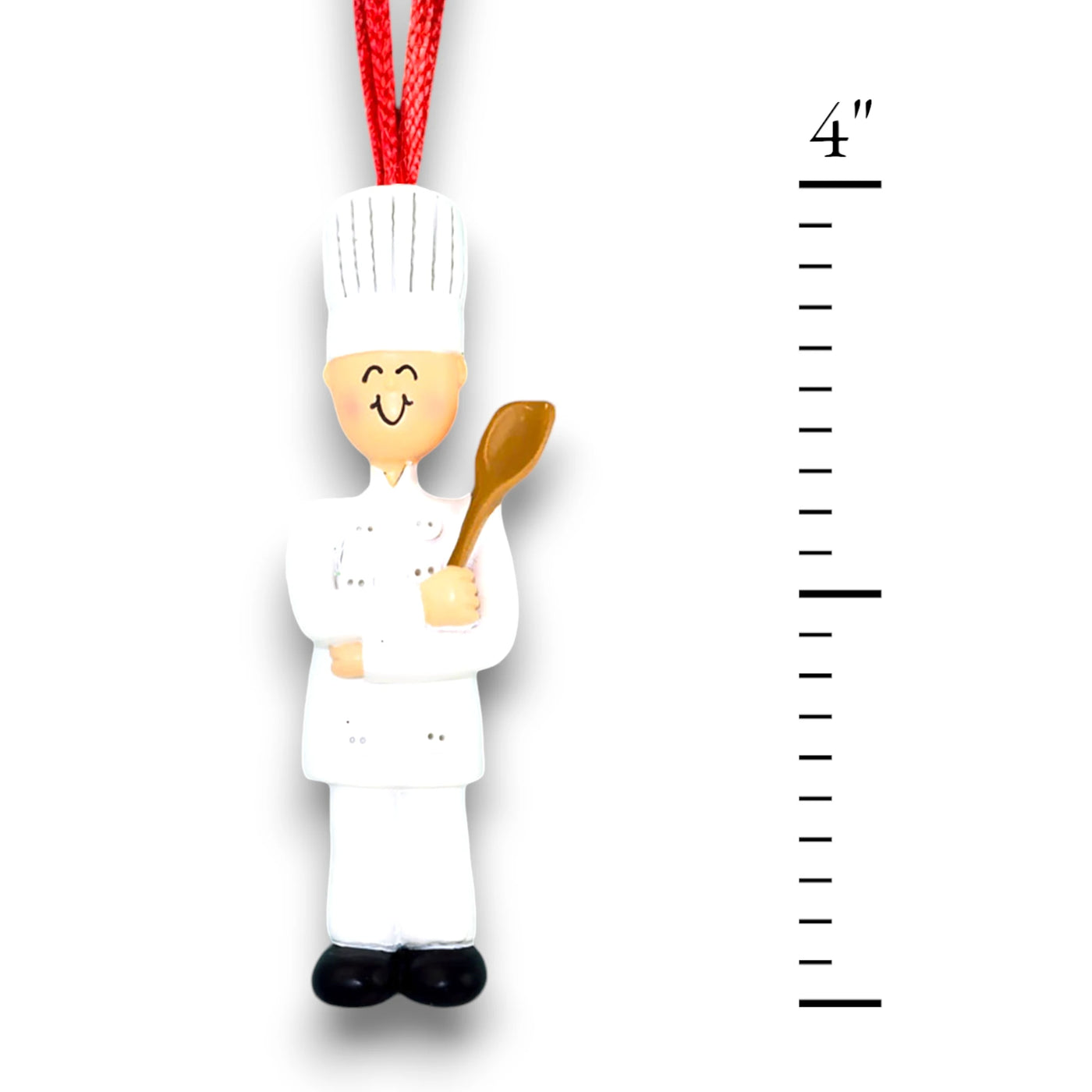 Personalized Male Chef Christmas Ornament in White Uniform – Custom Name and Year Resin Ornament

