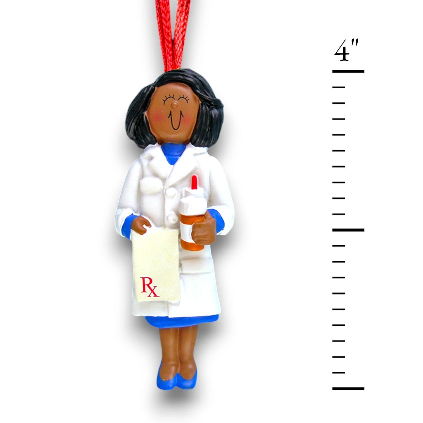 Personalized African American Female Pharmacist Christmas Ornament – Custom Name and Year Resin Ornament