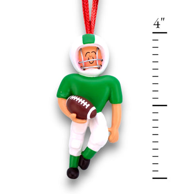 Personalized Green Football Player Ornament with Name and Year – Resin Christmas Ornament