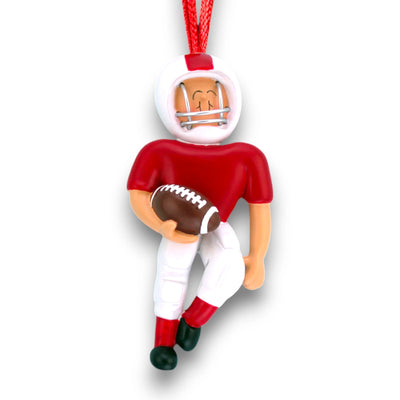 Personalized Red Football Player Ornament with Name and Year – Custom Resin Football Christmas Ornament