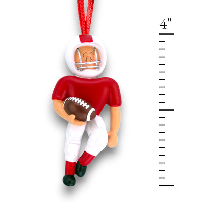 Personalized Red Football Player Ornament with Name and Year – Custom Resin Football Christmas Ornament