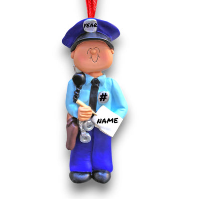 Personalized Police Male Christmas Ornament with Custom Name and Year – Resin Ornament for Law Enforcement