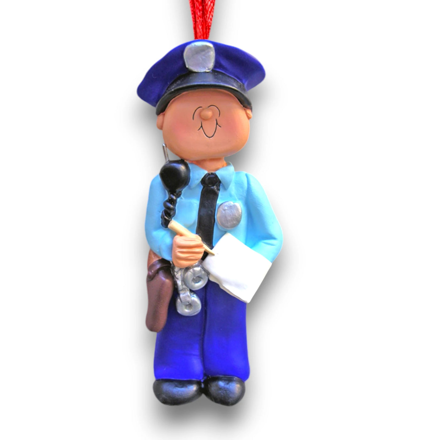 Personalized Police Male Christmas Ornament with Custom Name and Year – Resin Ornament for Law Enforcement