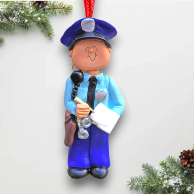 Personalized Police Male Christmas Ornament with Custom Name and Year – Resin Ornament for Law Enforcement