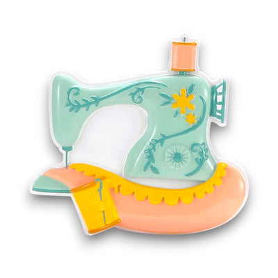Personalized Vintage Sewing Machine Christmas Ornament with customizable name and year, featuring a retro-style sewing machine design.