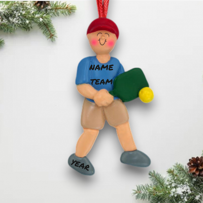 Personalized Male Pickleball Player Christmas Ornament