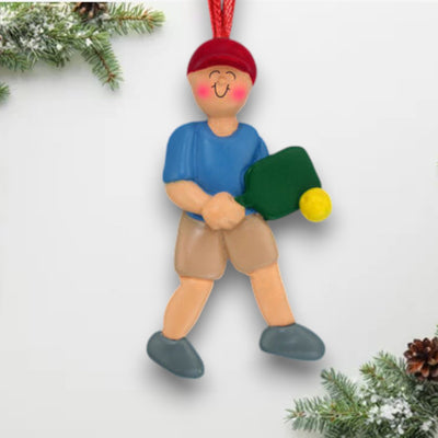 Personalized Male Pickleball Player Christmas Ornament