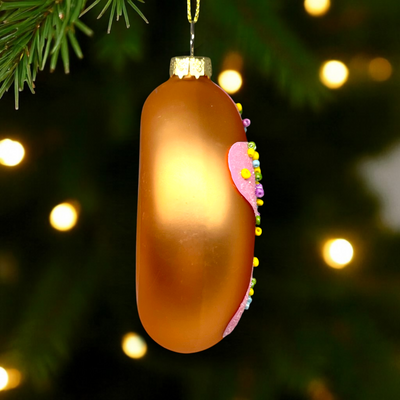 Personalized Pink Donut Christmas Ornament | Custom Glass