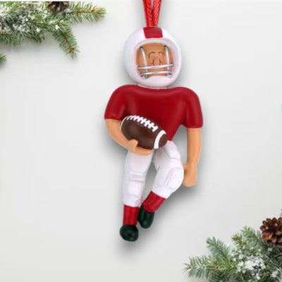 Personalized Football Player Christmas Ornament - Red Uniform