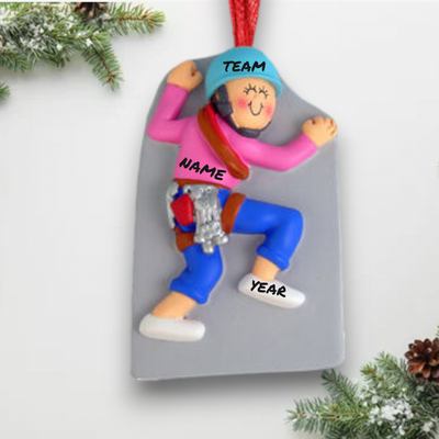 Personalized Female Rock Climber Christmas Ornament