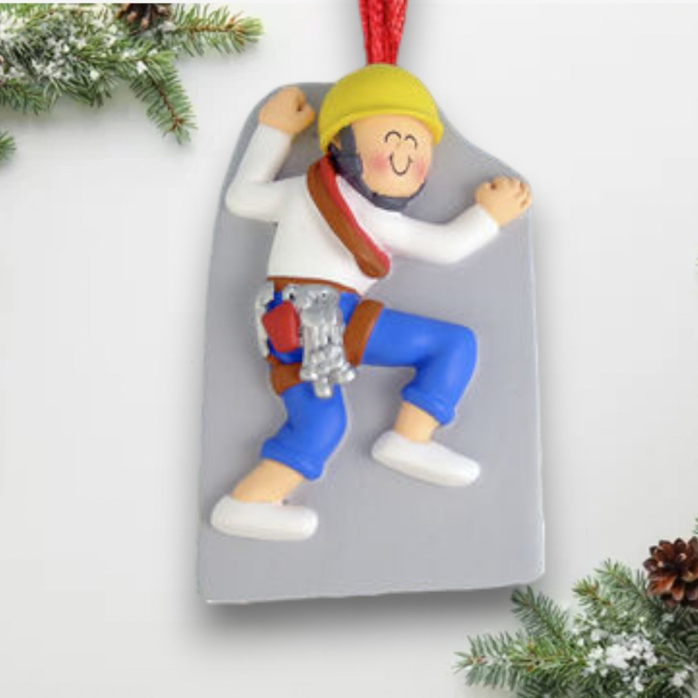 Personalized Male Rock Climber Christmas Ornament