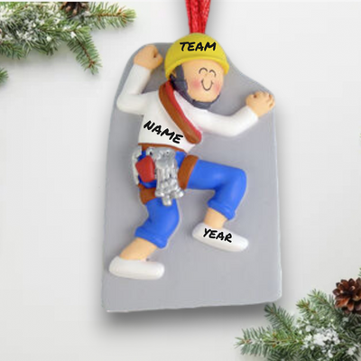 Personalized Male Rock Climber Christmas Ornament