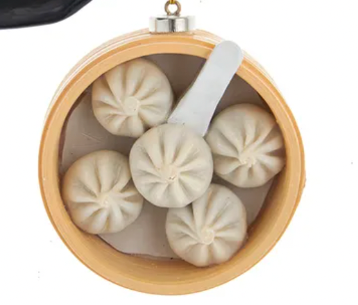 Dumpling Christmas Ornament – Dim Sum Steamer Holiday Decoration