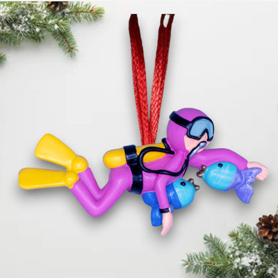 Personalized Female Scuba Diver Christmas Ornament