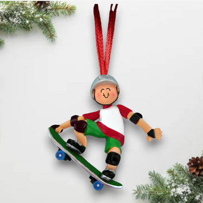 Personalized Male Skateboarder Christmas Ornament