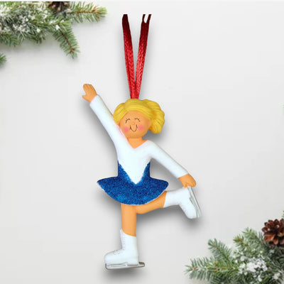 Personalized Blonde Female Skater Christmas Ornament