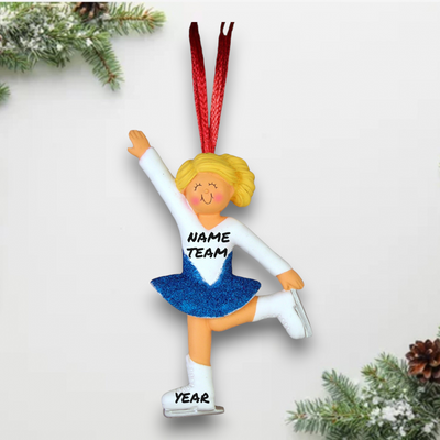 Personalized Blonde Female Skater Christmas Ornament