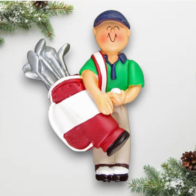 Personalized Male Golfer Christmas Ornament