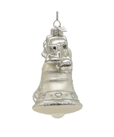 25th Anniversary Glass Bell Christmas Ornament | Silver Jubilee