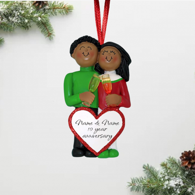 Personalized Anniversary Couple Christmas Ornament | Black