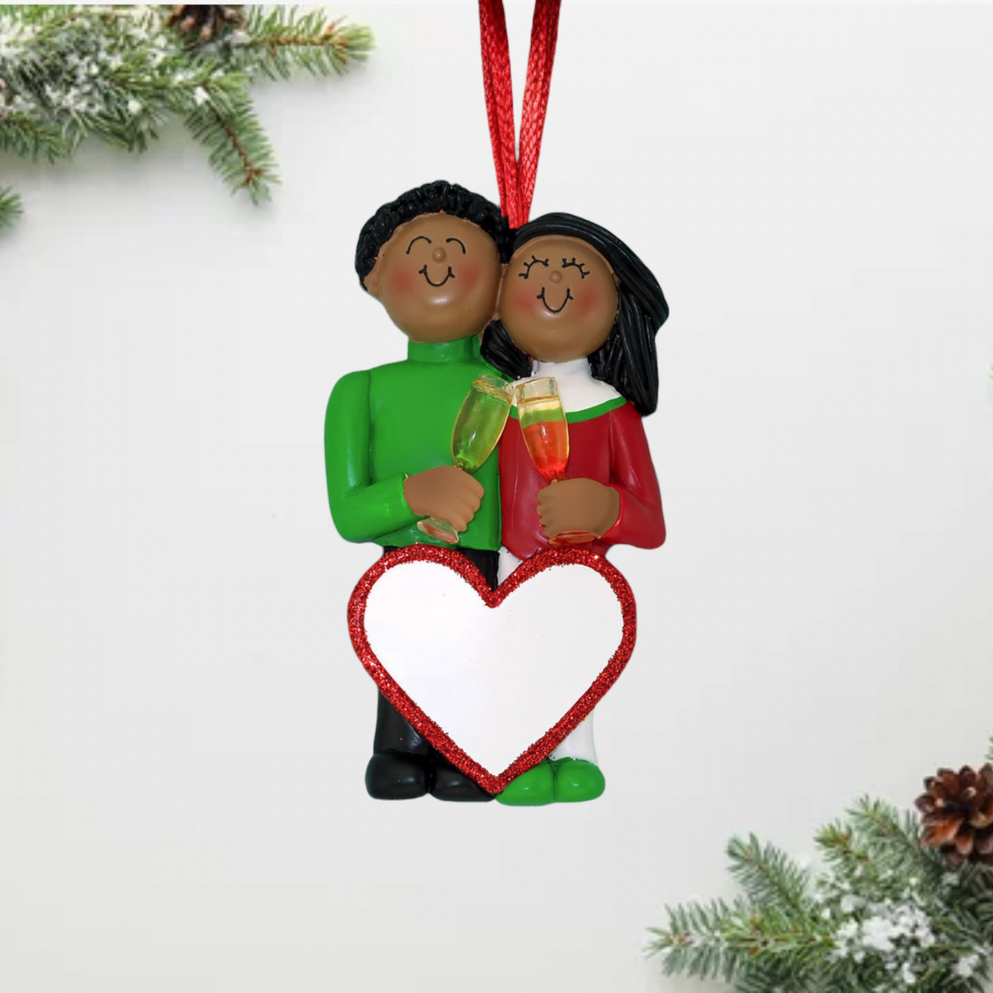 Personalized Anniversary Couple Christmas Ornament | Black