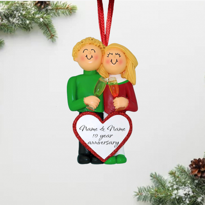 Personalized Anniversary Couple Christmas Ornament | Blonde