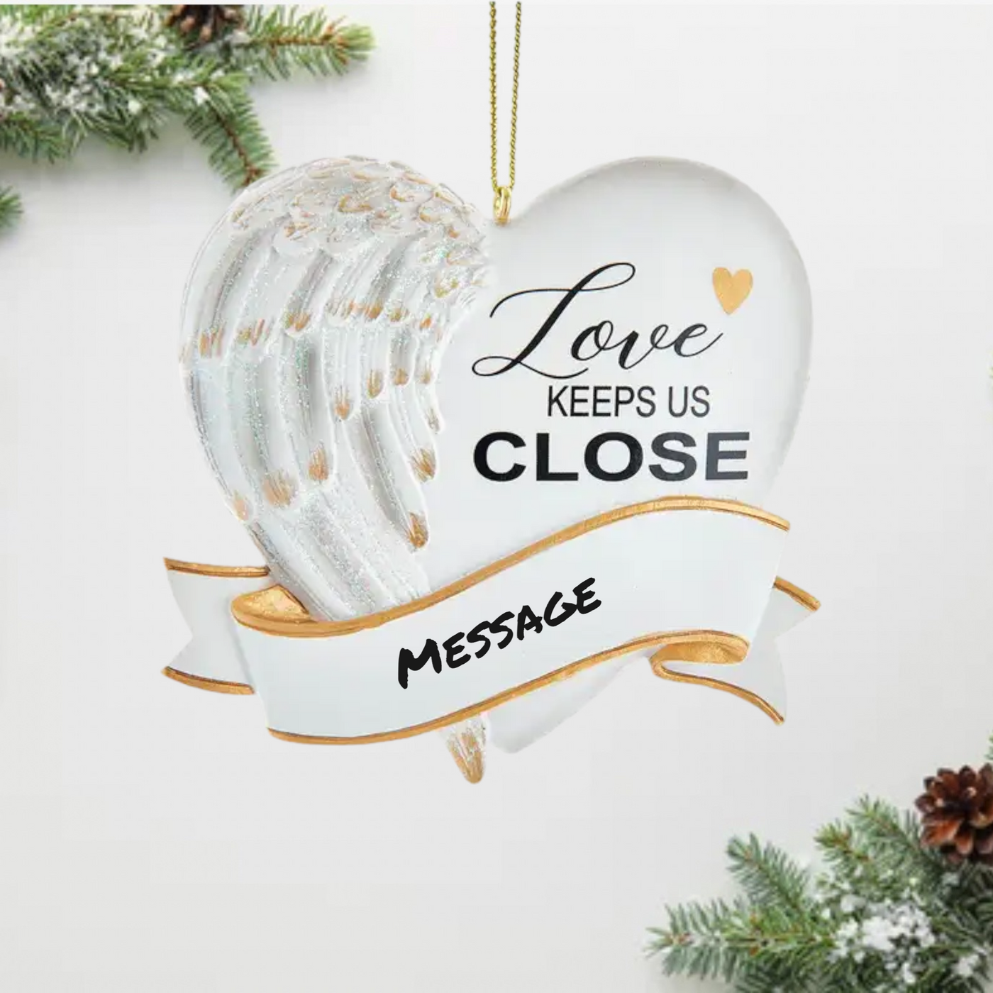 Love Keeps Us Close" Personalized Heart Christmas Ornament