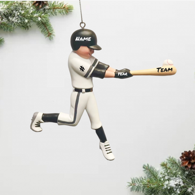 Personalized Baseball Player Ornament | Black Uniform