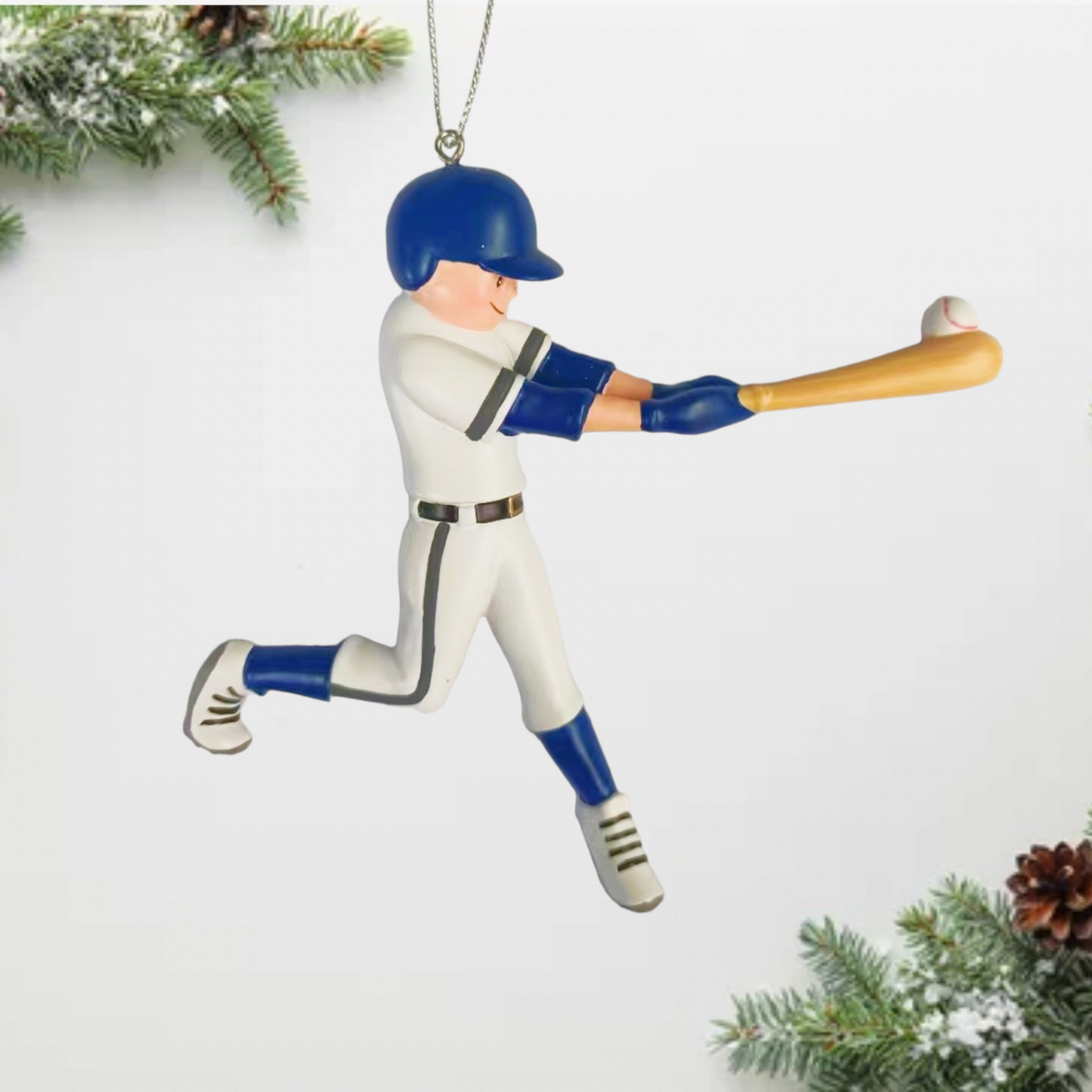 Personalized Baseball Player Ornament | Blue Uniform