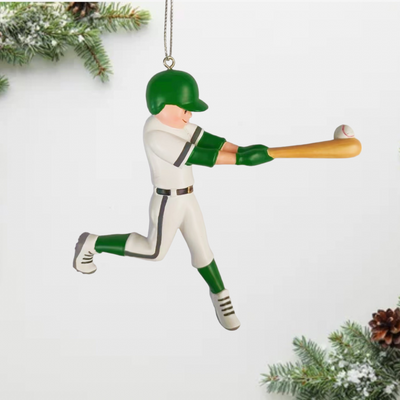 Personalized Baseball Player Ornament | Green Uniform