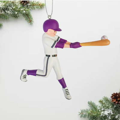 Personalized Baseball Player Ornament | Purple Uniform