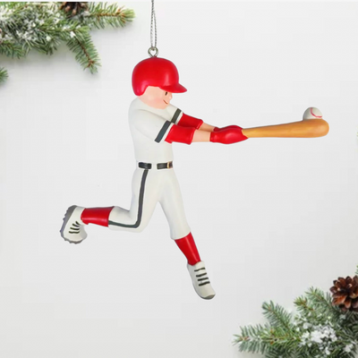 Personalized Baseball Player Ornament | Red Uniform