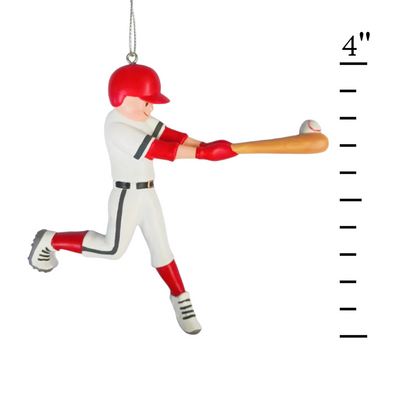 Personalized Baseball Player Ornament | Red Uniform