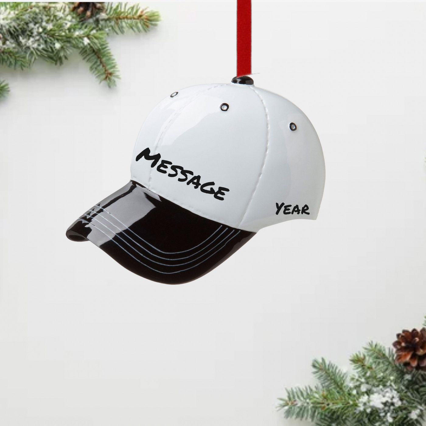 Personalized Black Baseball Hat Ornament