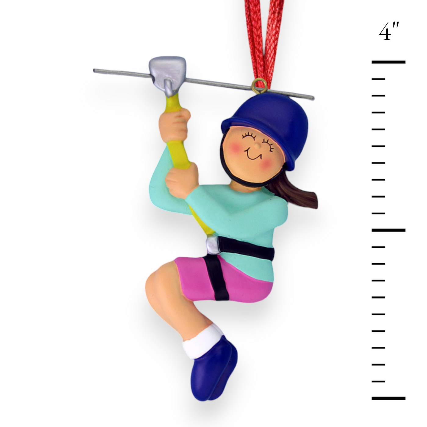 Personalized Brown Female Zipliner Christmas Ornament