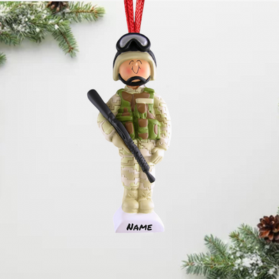 Personalized Army Soldier Christmas Ornament